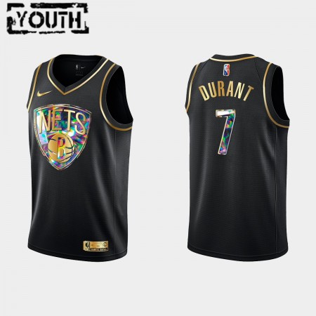 Maglia NBA Brooklyn Nets Kevin Durant 7 Nike 2021-22 Nero Golden Edition 75th Anniversary Diamond Swingman - Bambino